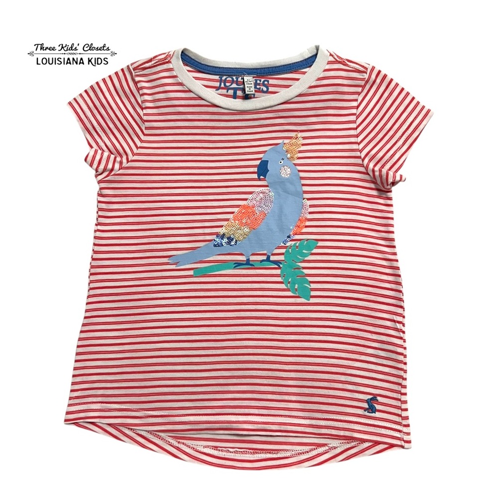 Joules 6Y Red Striped Parrot T-Shirt
